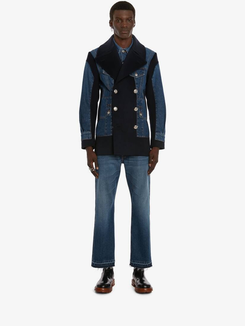 Alexander McQueen Raw Cut Denim Jeans in Washed Blue outlook