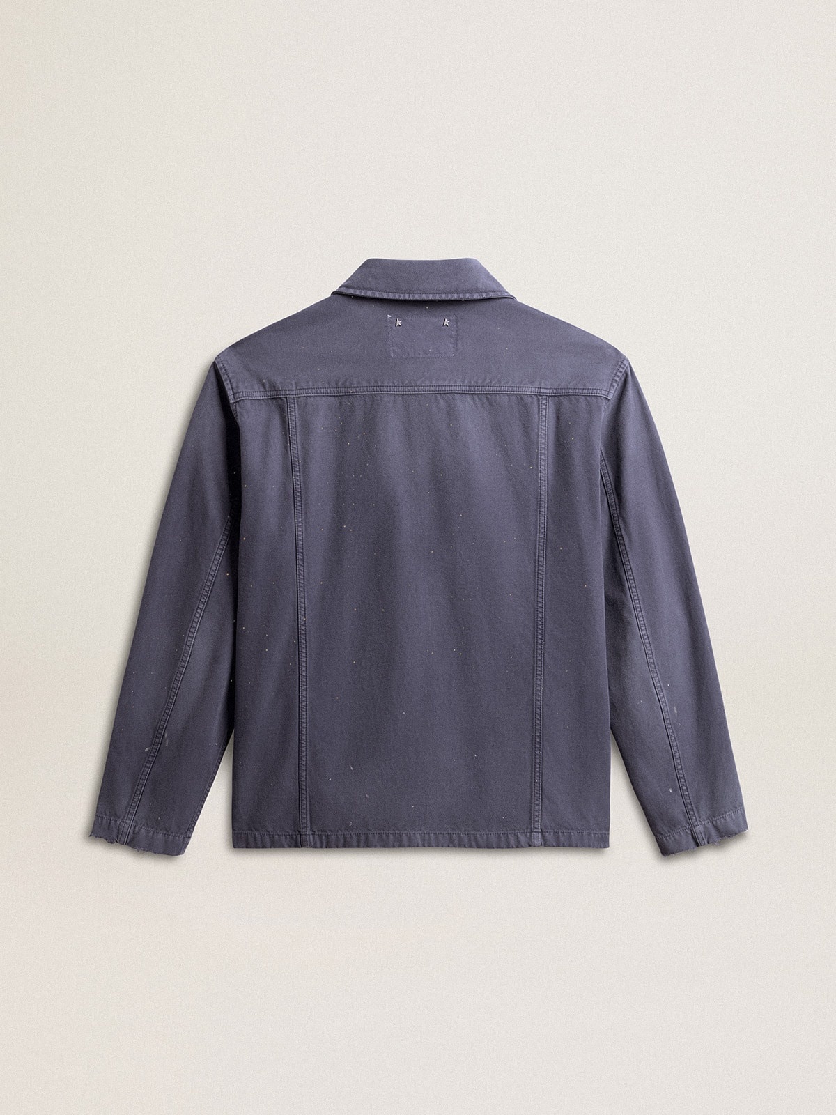 Men's blue jacket in denim cotton with distressed treatment - 6