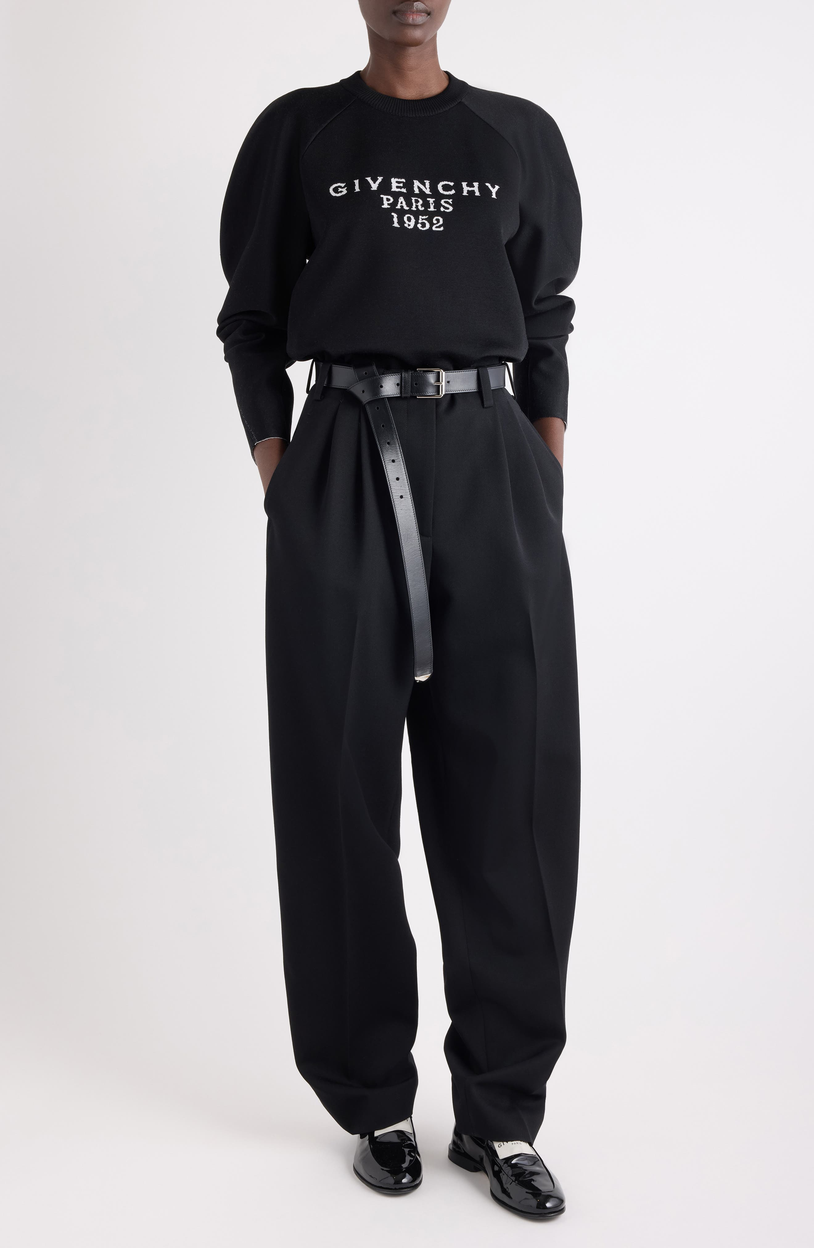 Givenchy Logo Intarsia Crewneck Sweater in Black at Nordstrom - 2
