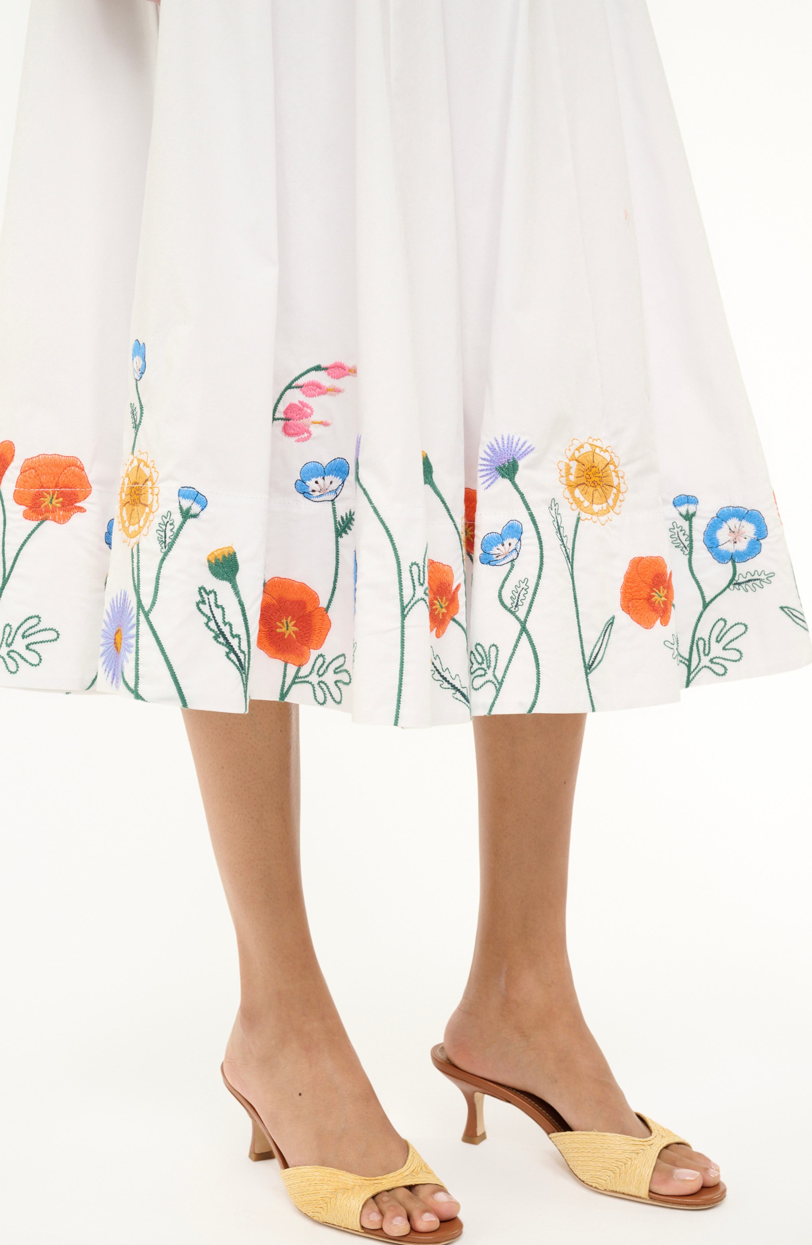 STAUD Wells Embroidered Sleeveless Midi Dress in Seed Shop at Nordstrom - 4