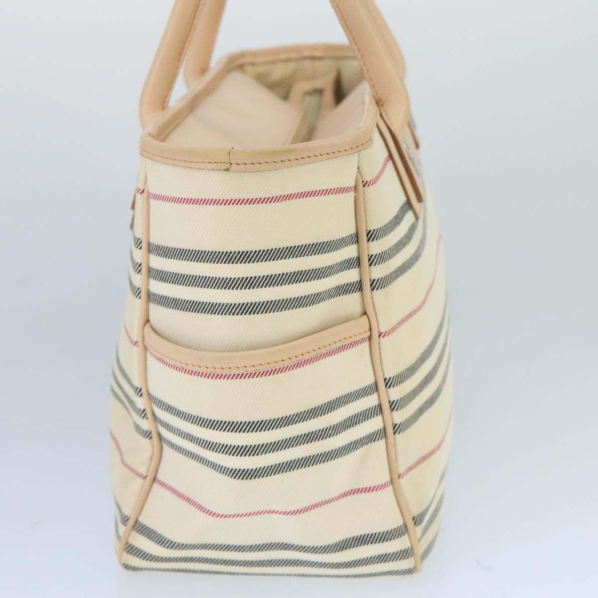 Burberry Tote Bag Canvas Leather Beige Ivory Silver - 4