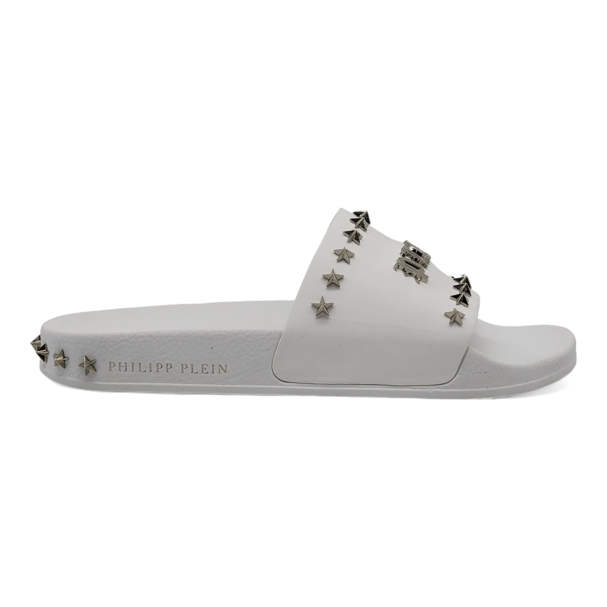 Philipp Plein Gothic Plein Studded Slides - Rubber - White - 3