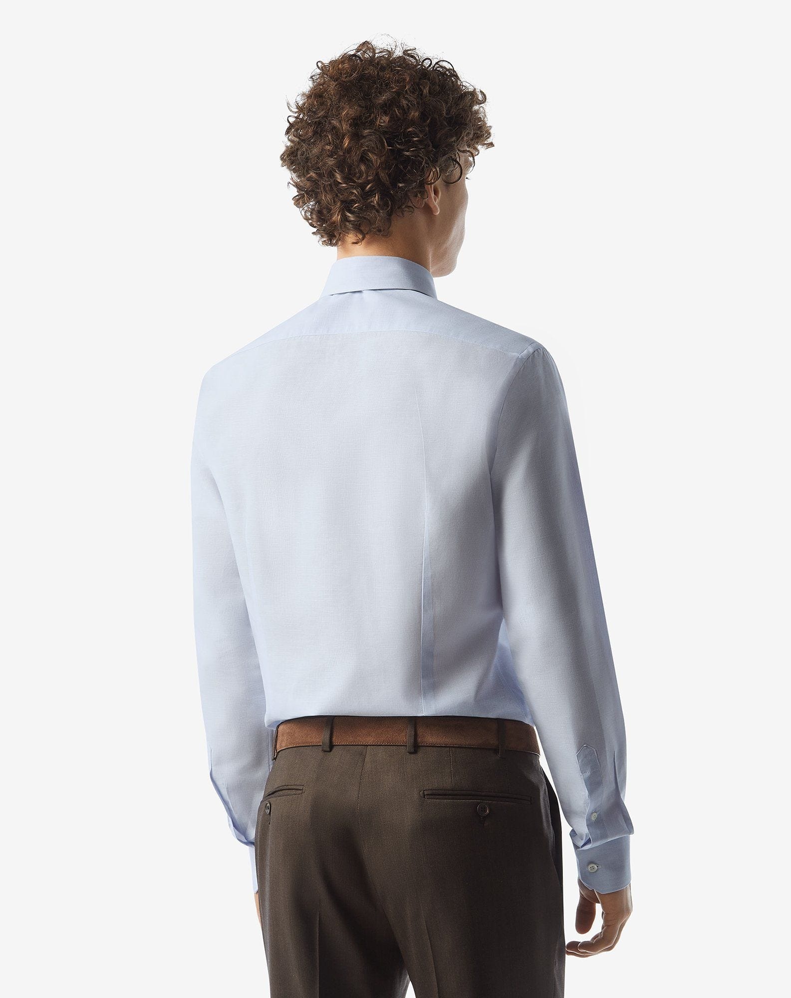 Cotton and linen shirt with white/light blue micro stripes - 3