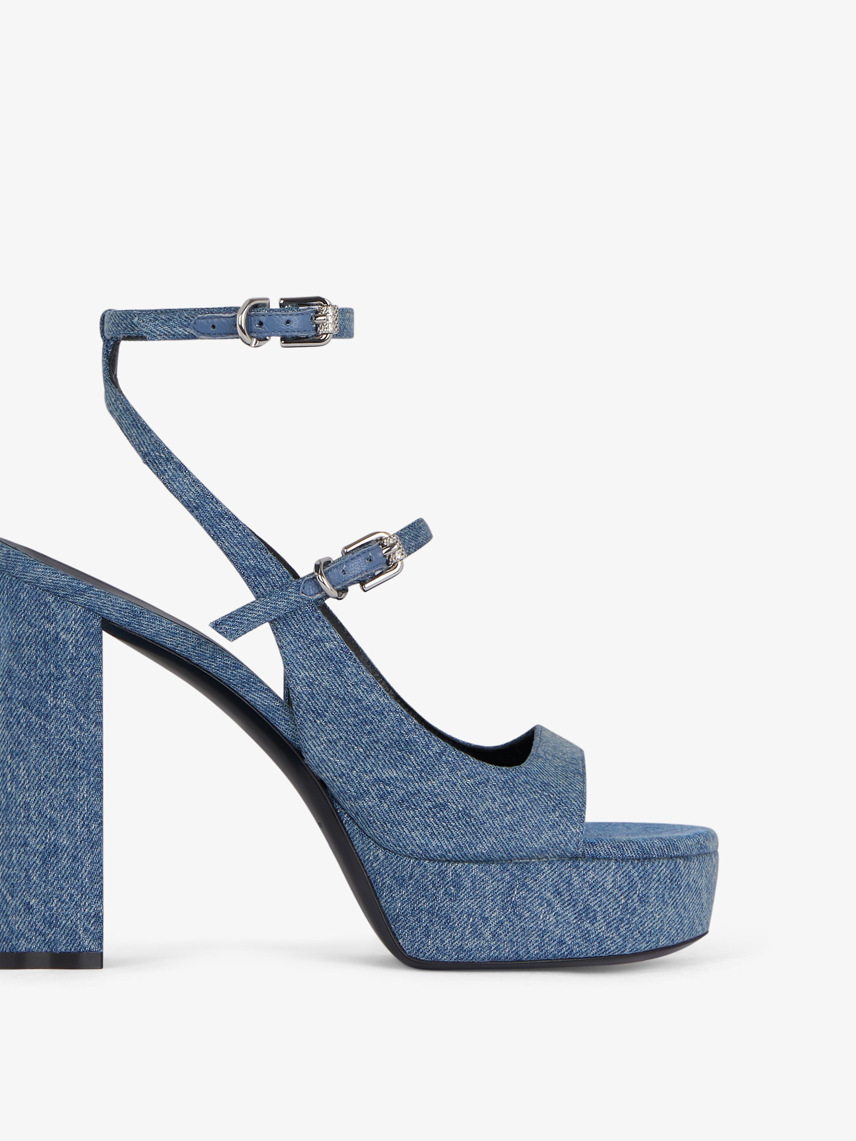 VOYOU PLATFORM SANDALS IN DENIM - 6
