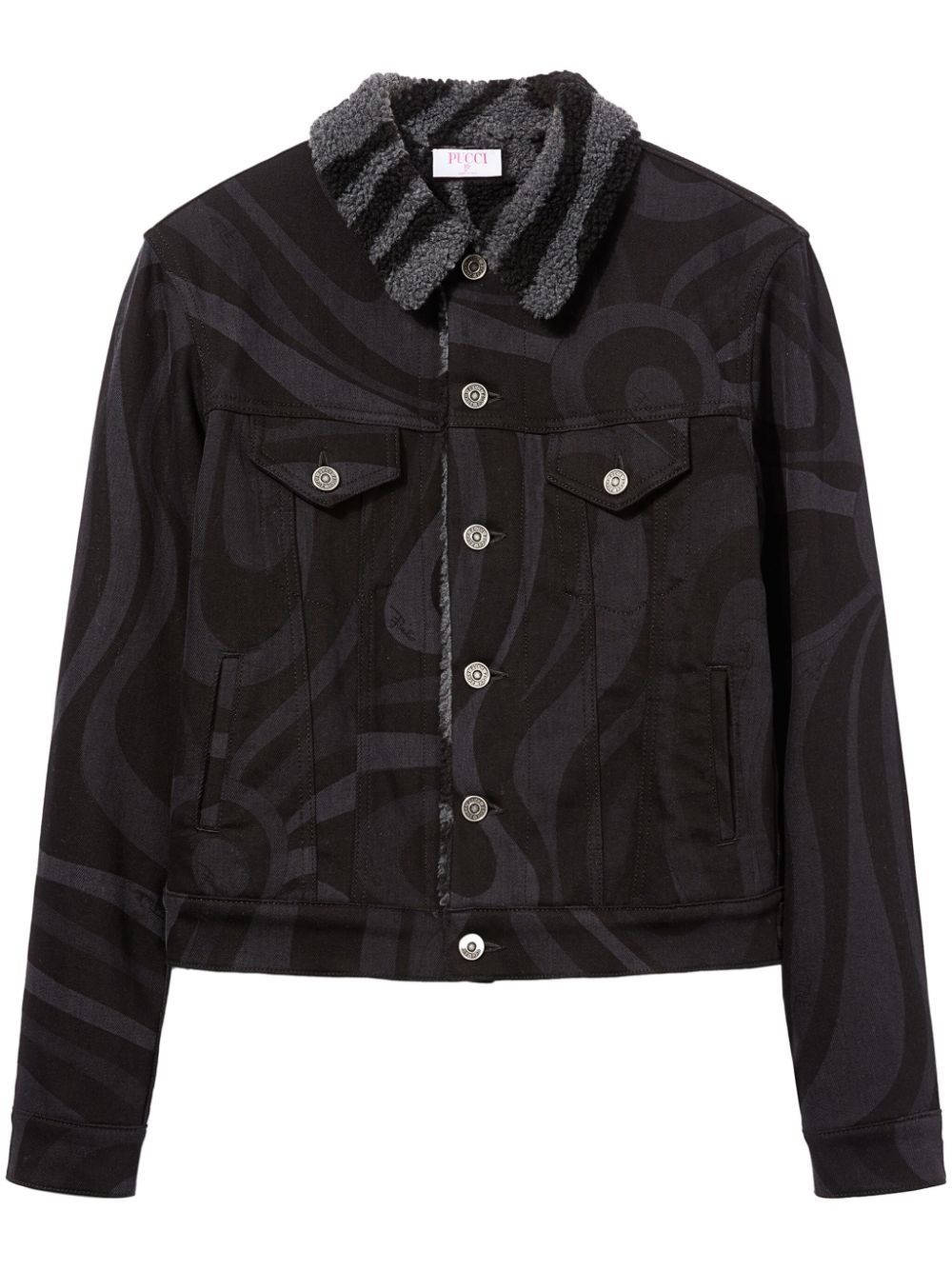 Marmo-print denim jacket - 1