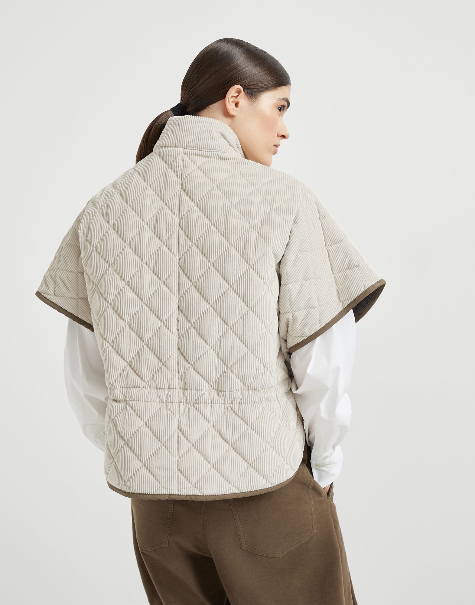 Quilted cotton and cashmere corduroy outerwear jacket with Thermore® padding and shiny trims - 2