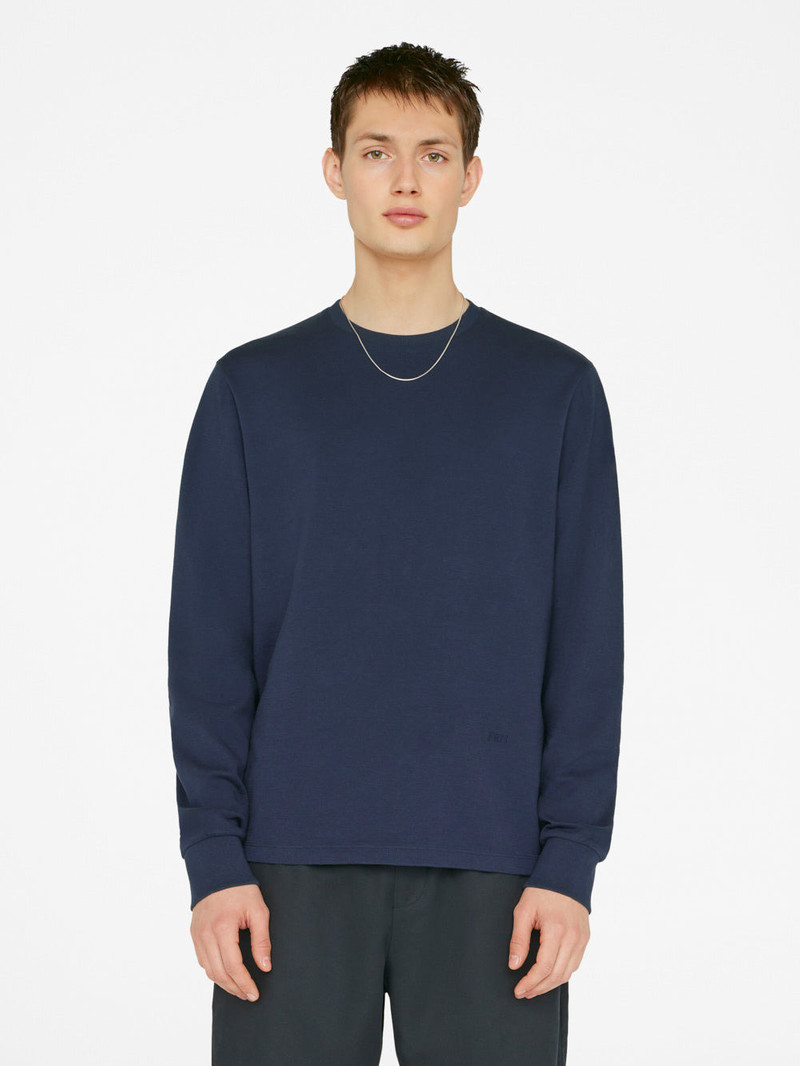 FRAME Duo Fold Long Sleeve Crew in Navy outlook