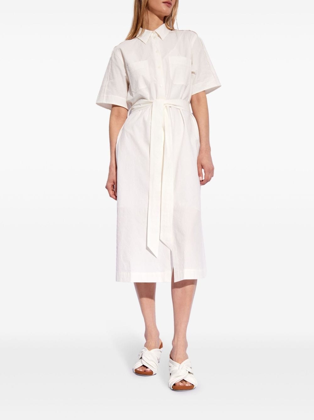 belted cotton shirtdress - 3