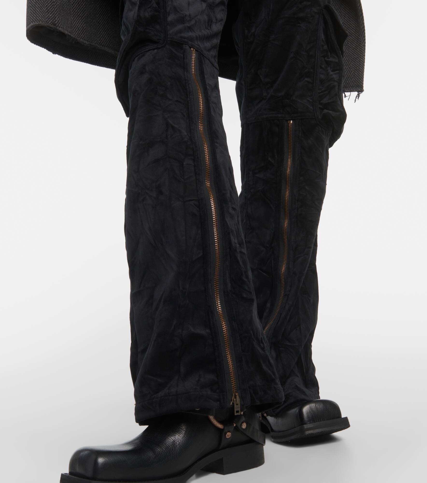 Mid-rise velvet cargo pants - 5