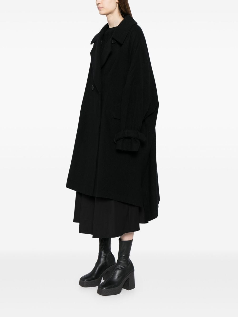 double-breasted wool-blend coat - 3