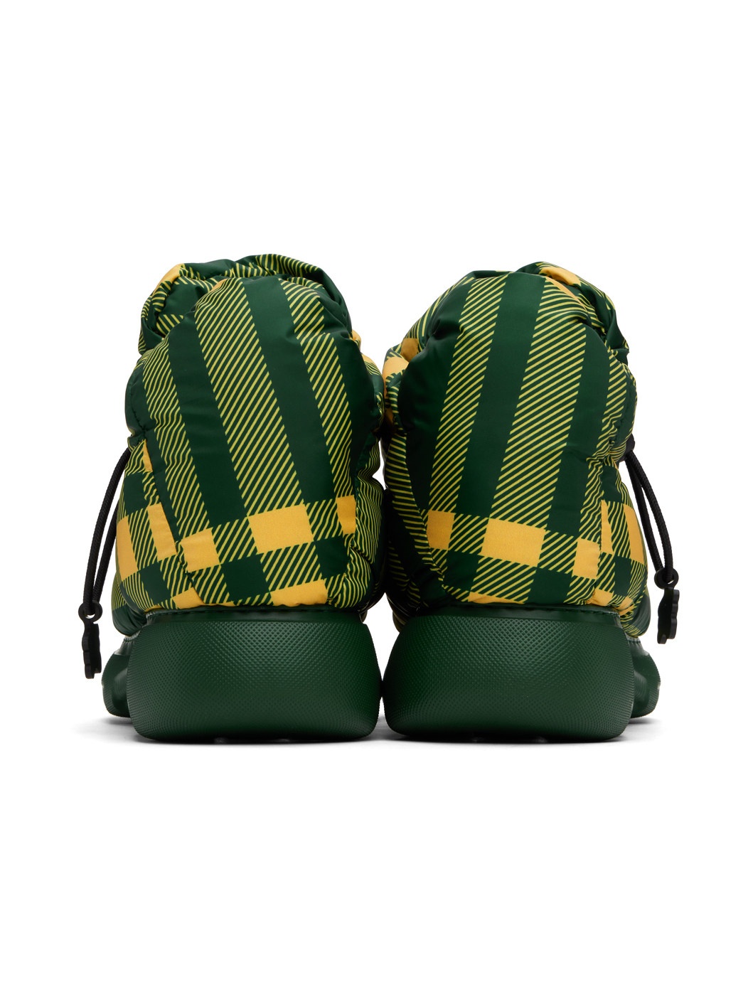 Green & Yellow Check Pillow Boots - 2