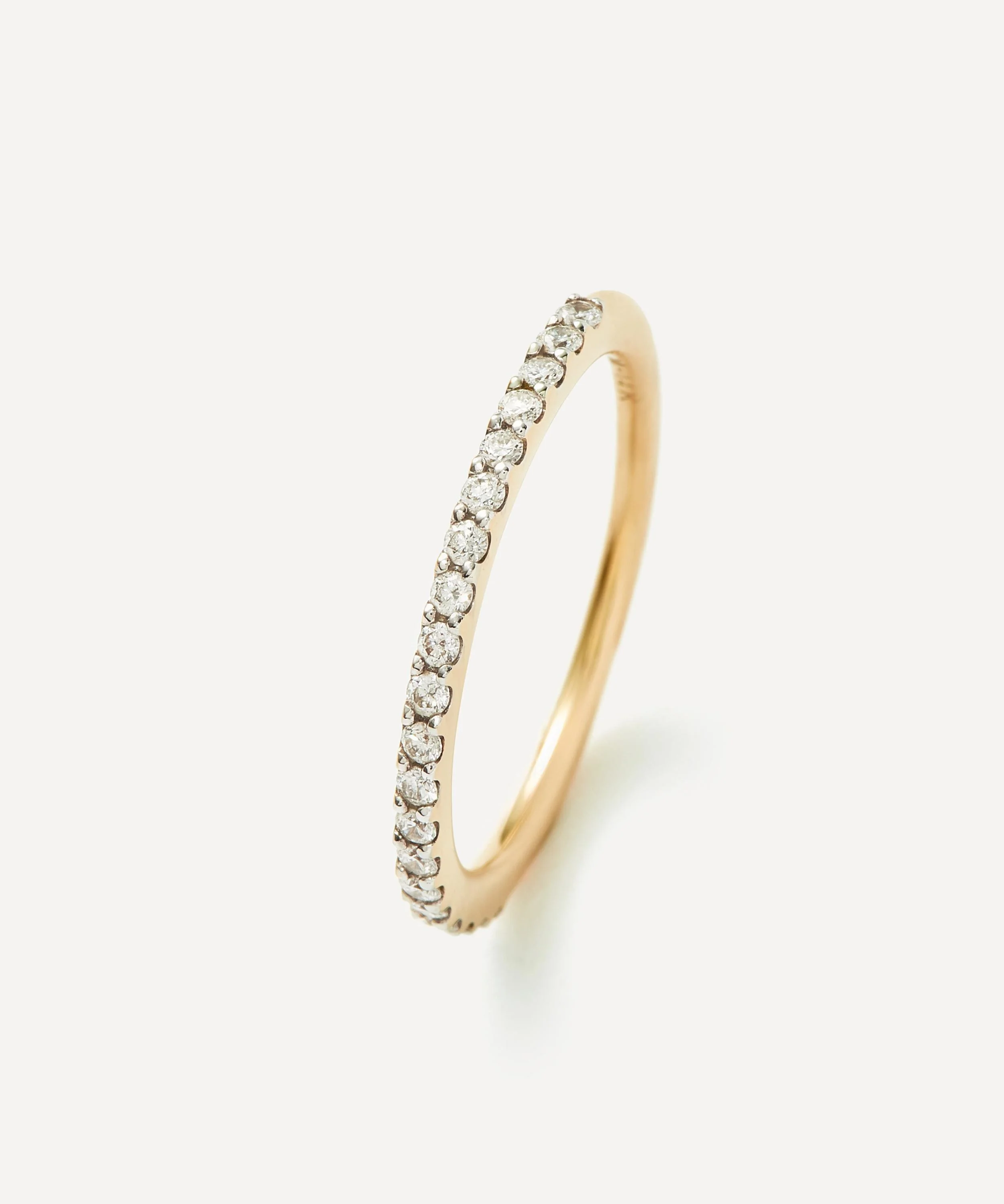 14ct Gold Fine Slim Half Eternity Ring - 1