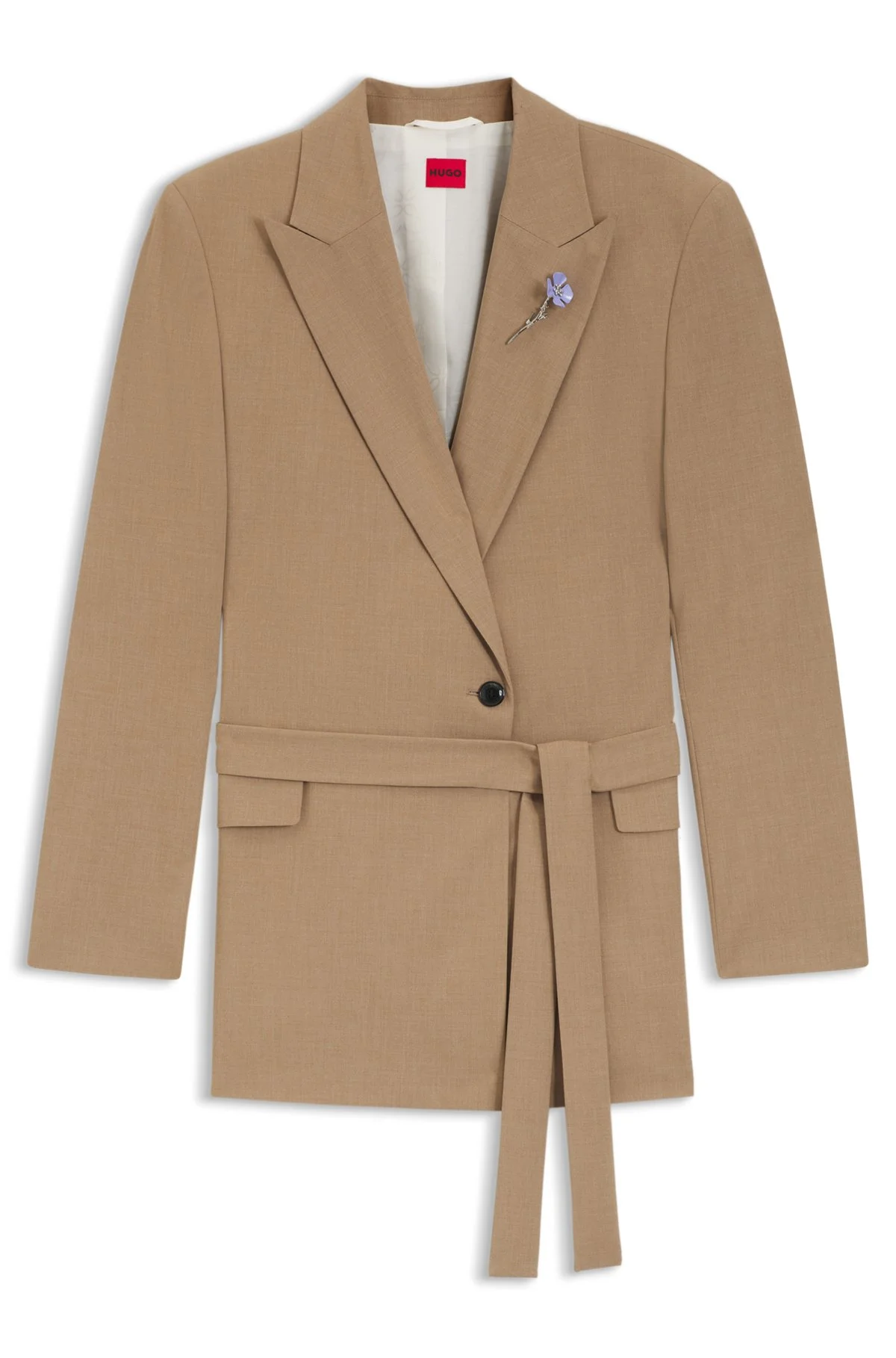 REGULAR-FIT BLAZER IN STRETCH MELANGE FABRIC - 1