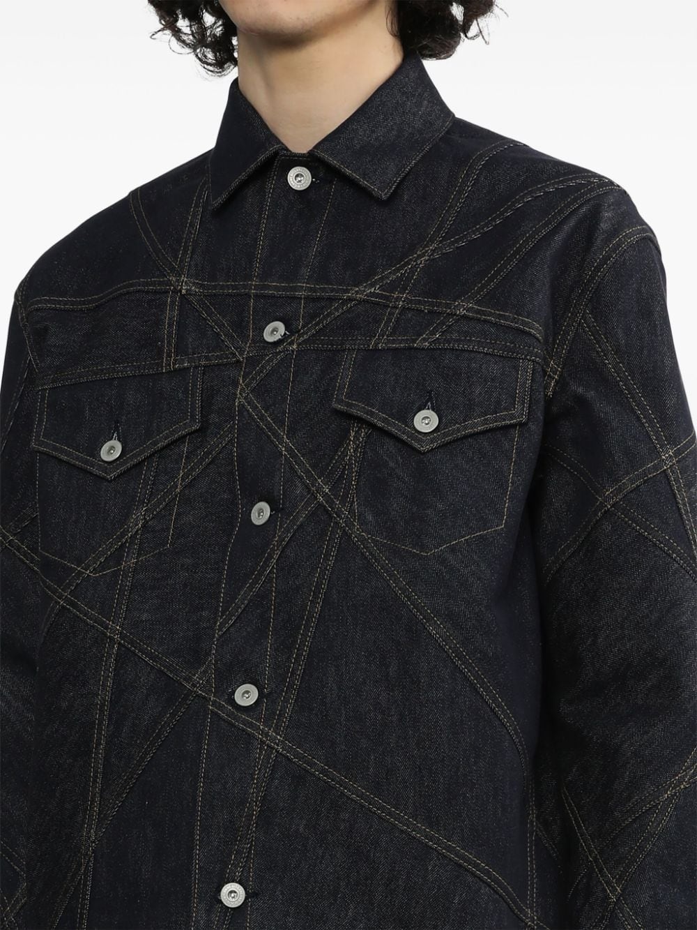 contrast-stitching denim jacket - 5