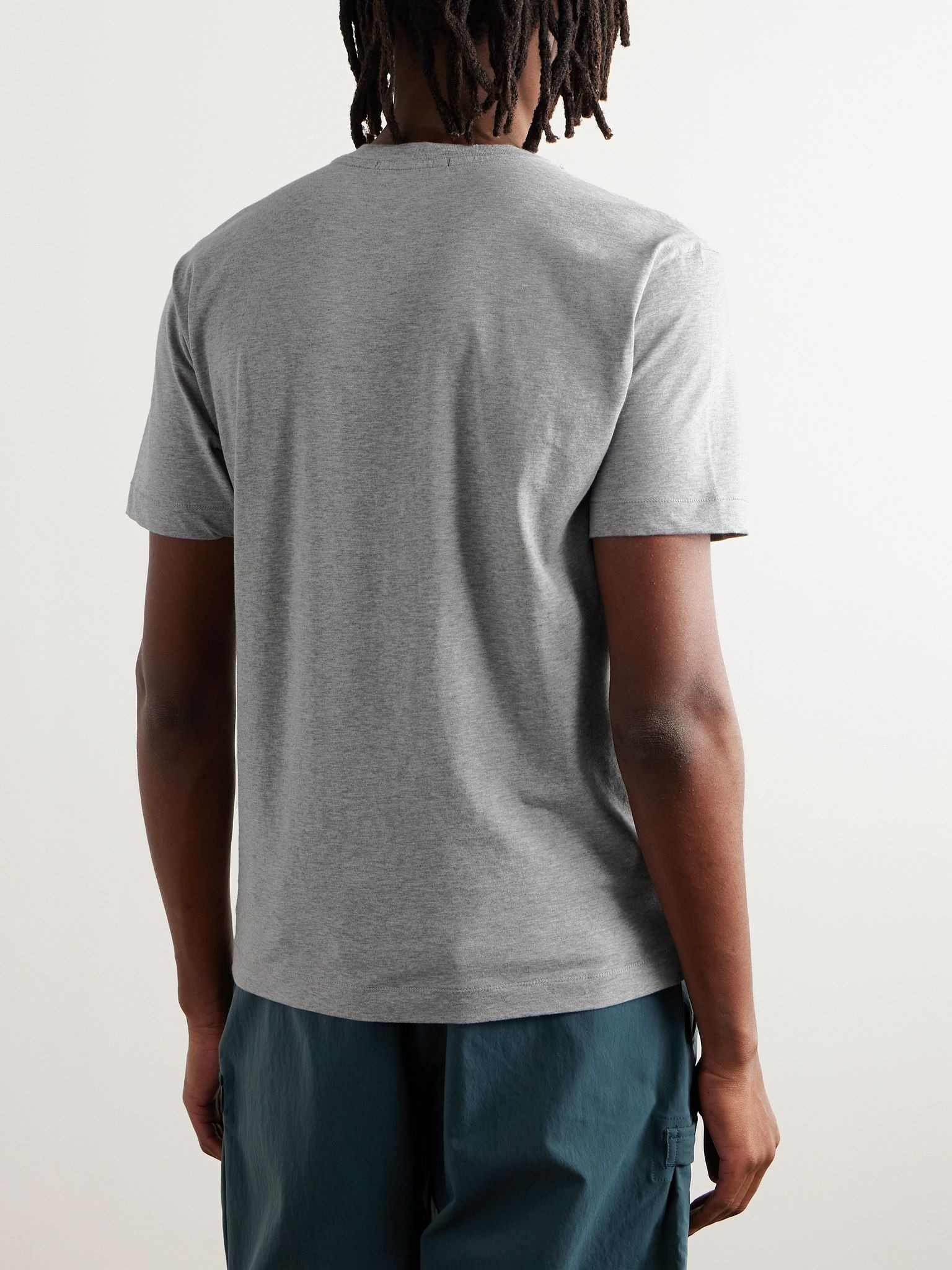 Logo-Appliquéd Cotton-Jersey T-Shirt Gray - 4