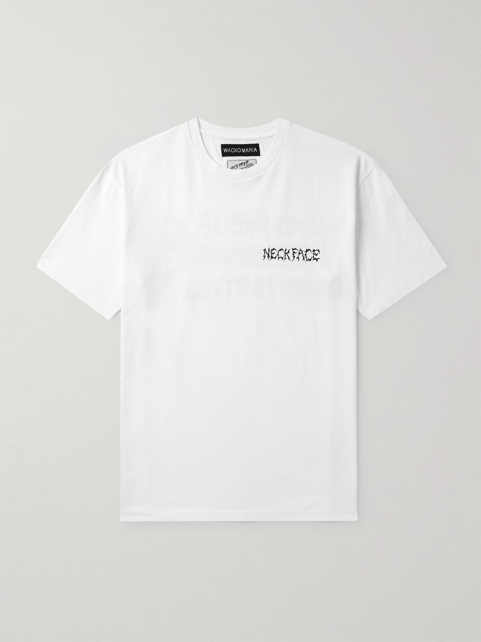 + Neck Face Logo-Print Cotton-Jersey T-Shirt White - 1