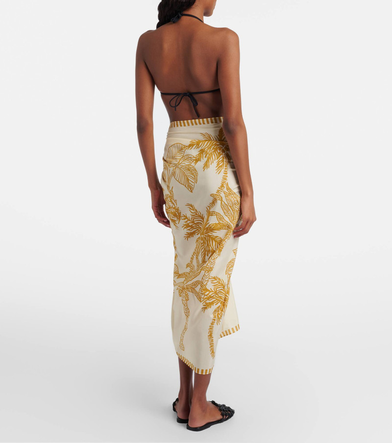 Jungle printed cotton and silk beach cover-up 3