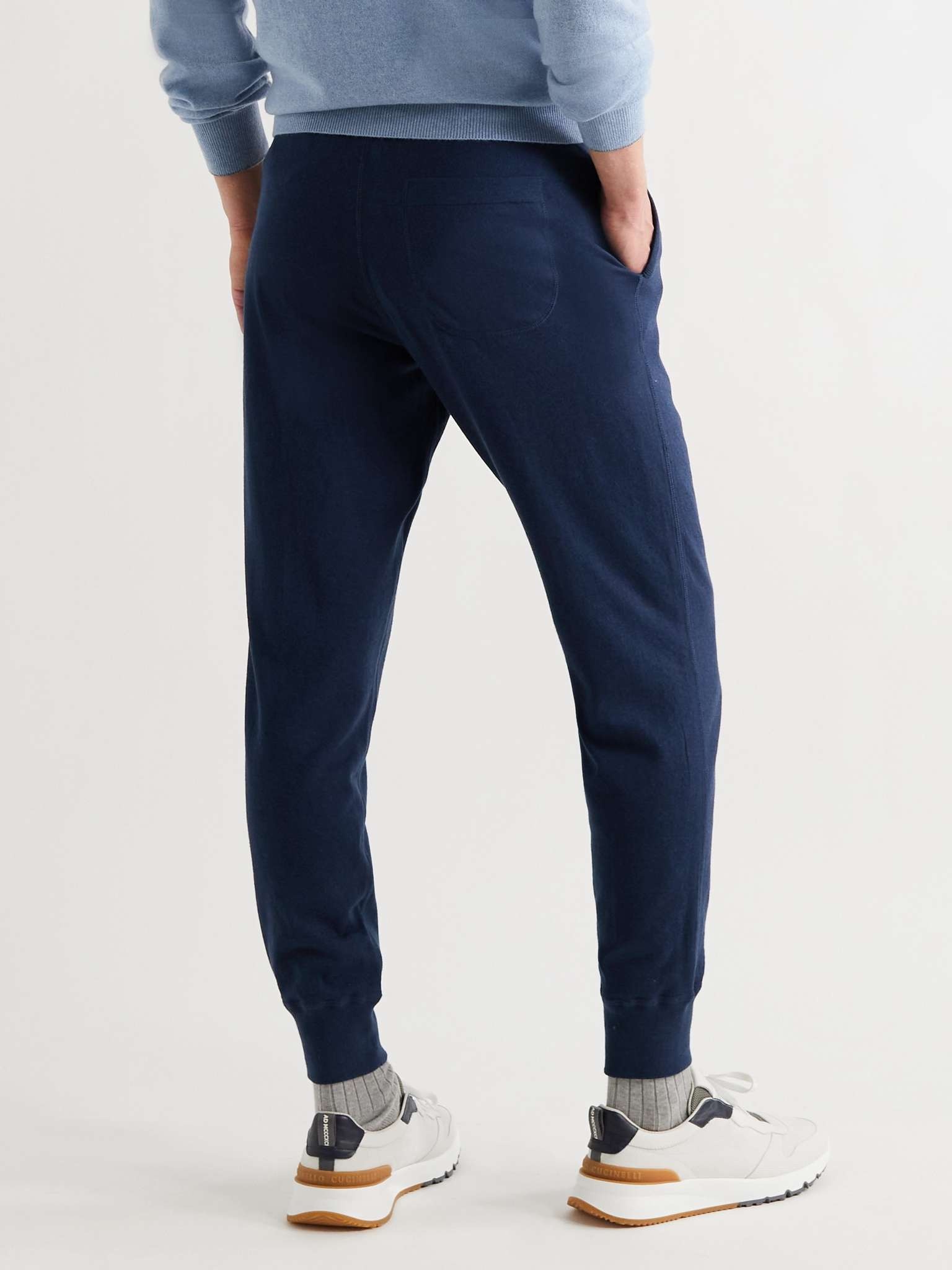 Slim-Fit Tapered Cotton, Silk and Cashmere-Blend Sweatpants - 4