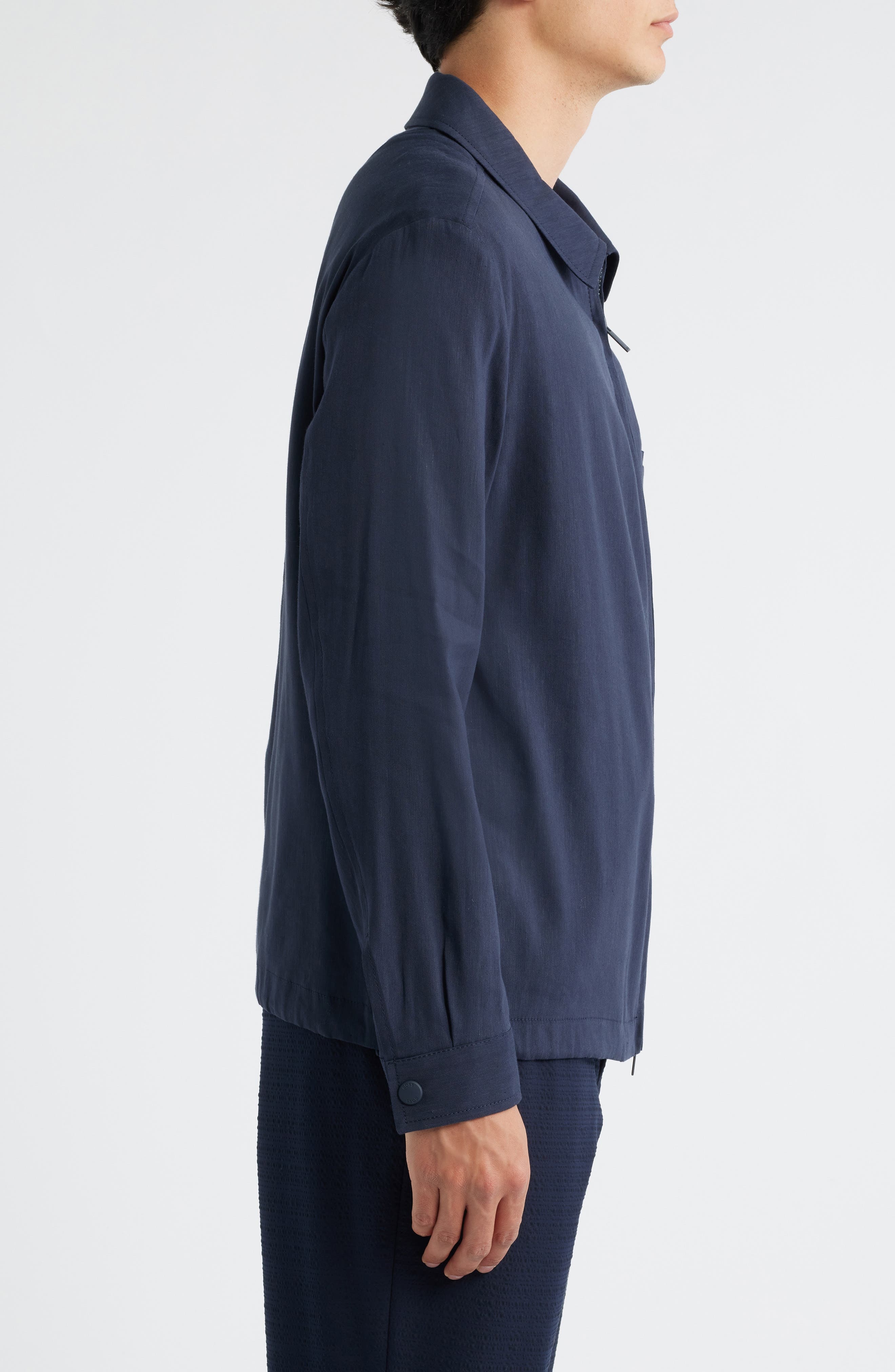 BOSS Carper Linen Blend Jacket in Dark Blue at Nordstrom - 3