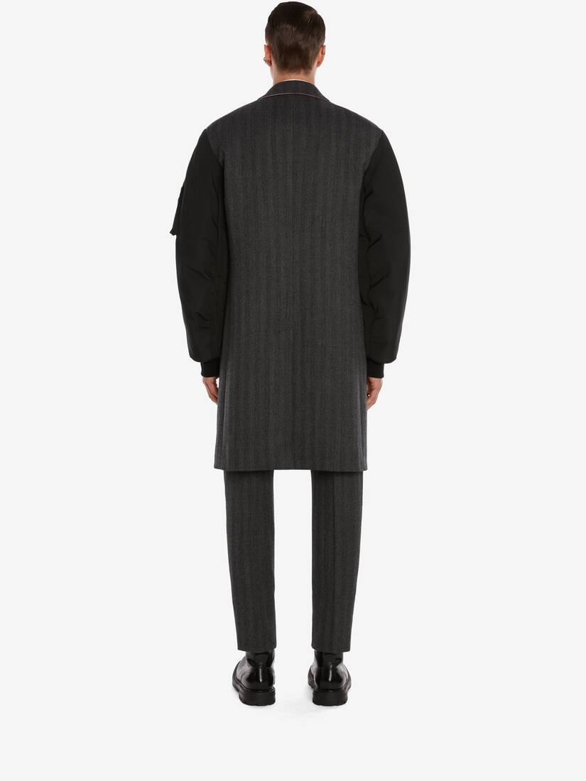 Oversize Parka Sleeves Tailored Coat in Grey - 4