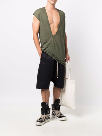 Rick Owens asymmetric V-neck top outlook