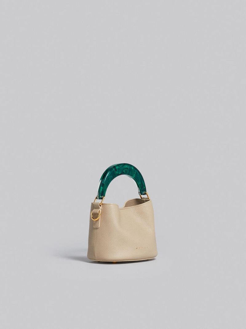 VENICE MINI BUCKET BAG IN LIGHT BROWN LEATHER 6