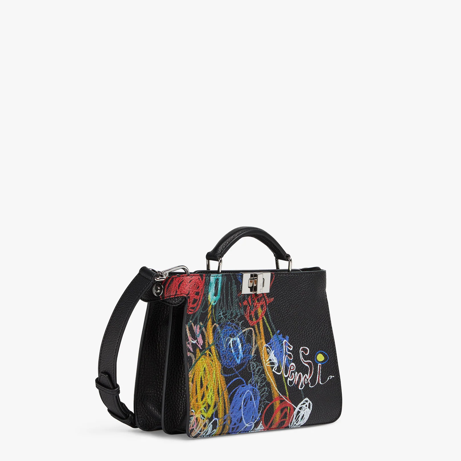 Leather bag with multicolor print - 3