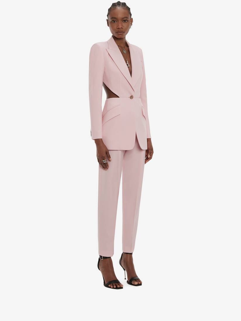 Open-back Wool Jacket in Pink - 3