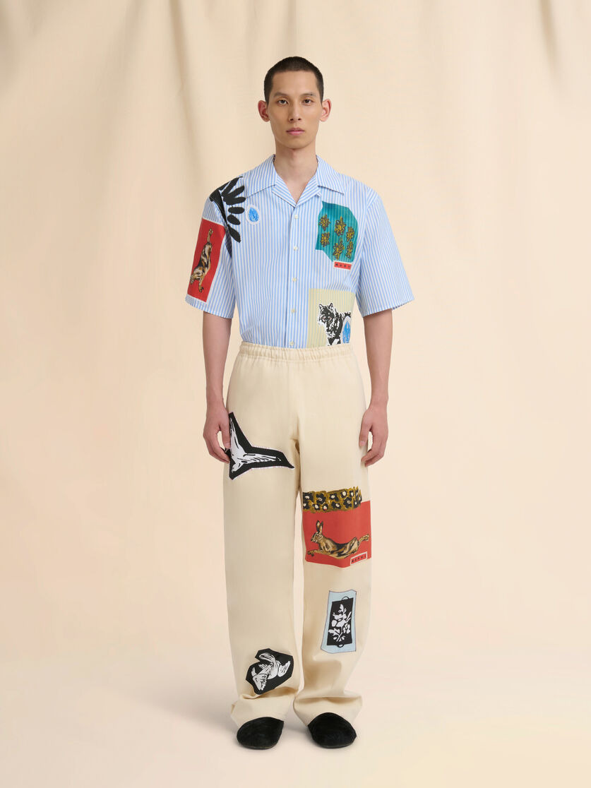 CREAM ORGANIC BULL DENIM TROUSERS - 2