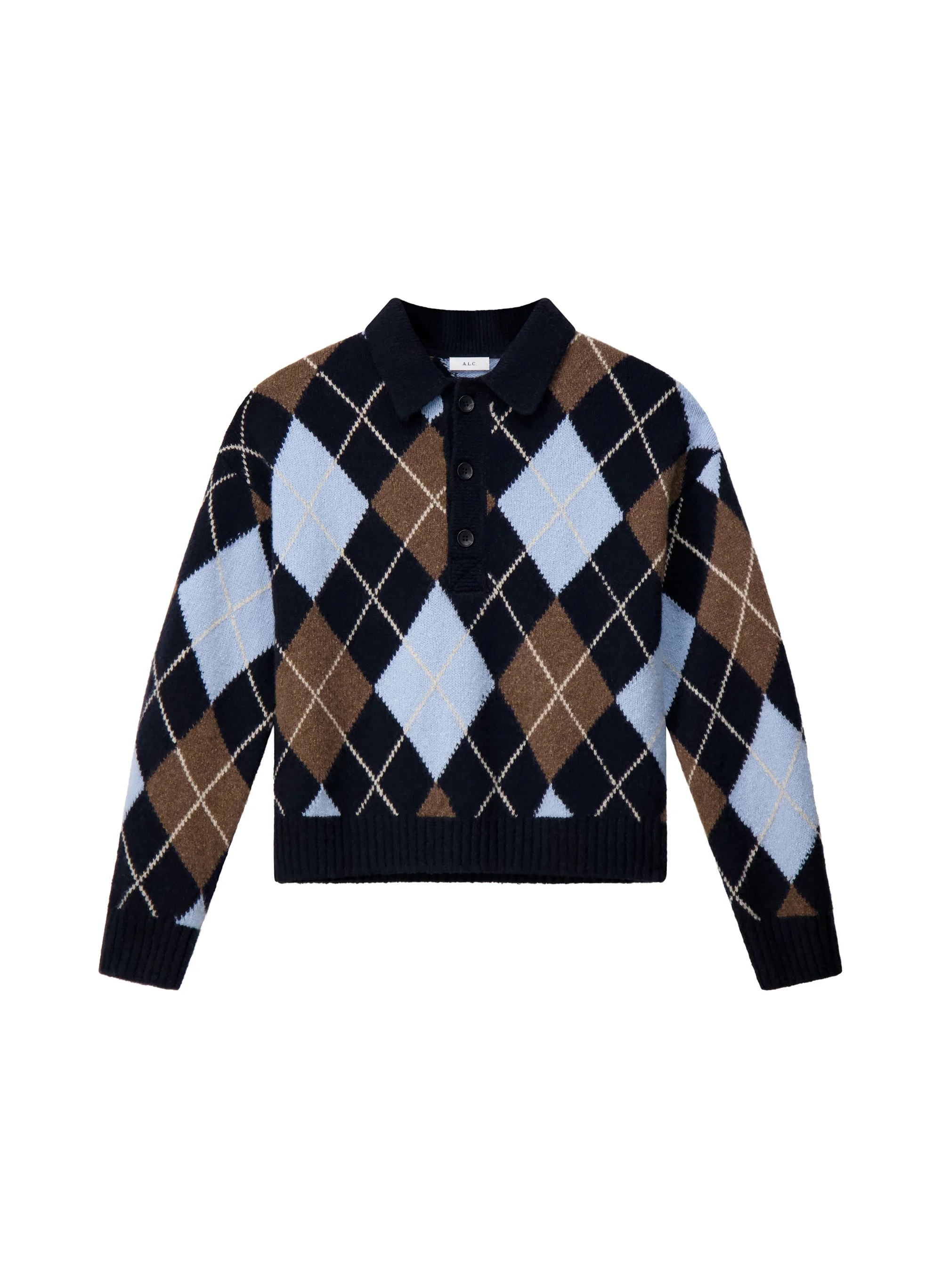 Lennon Argyle Polo Sweater - 1