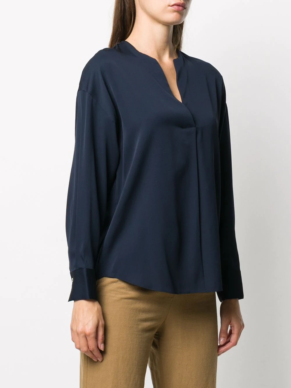 half-placket satin blouse - 3