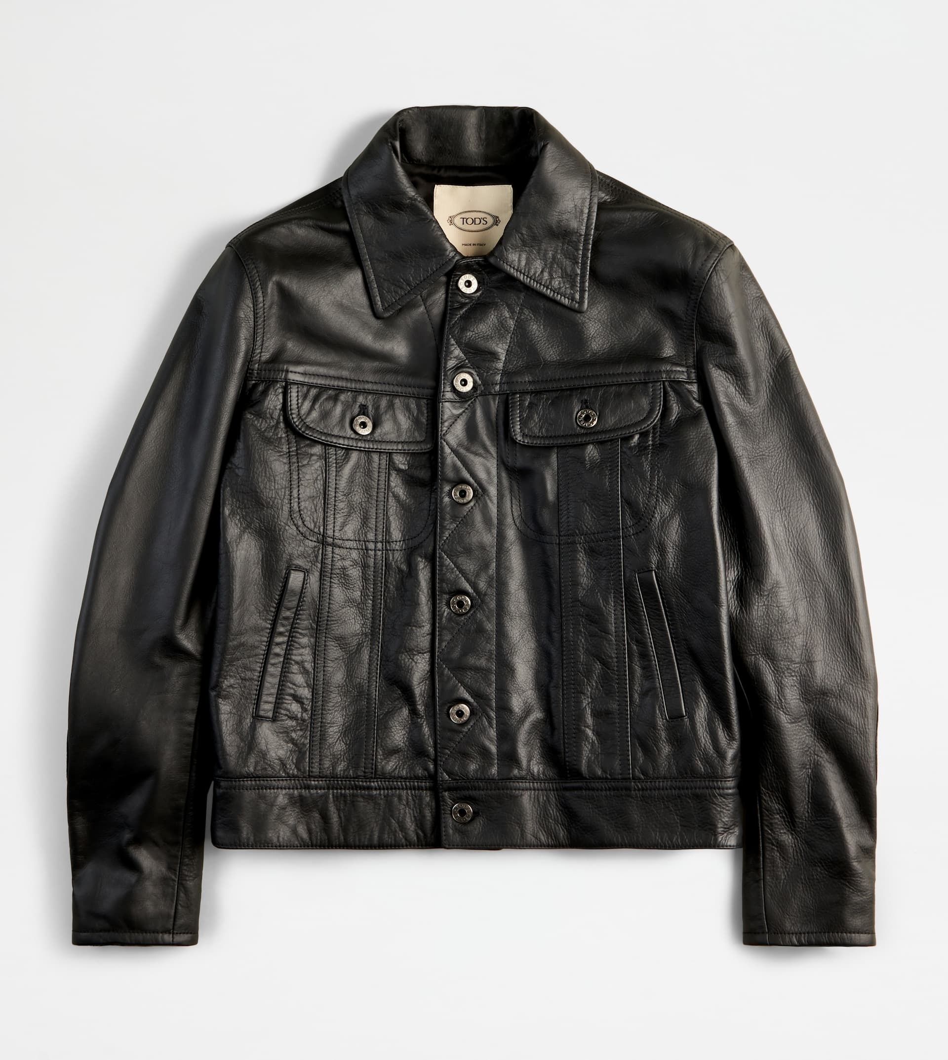 JACKET IN LEATHER - BLACK - 1