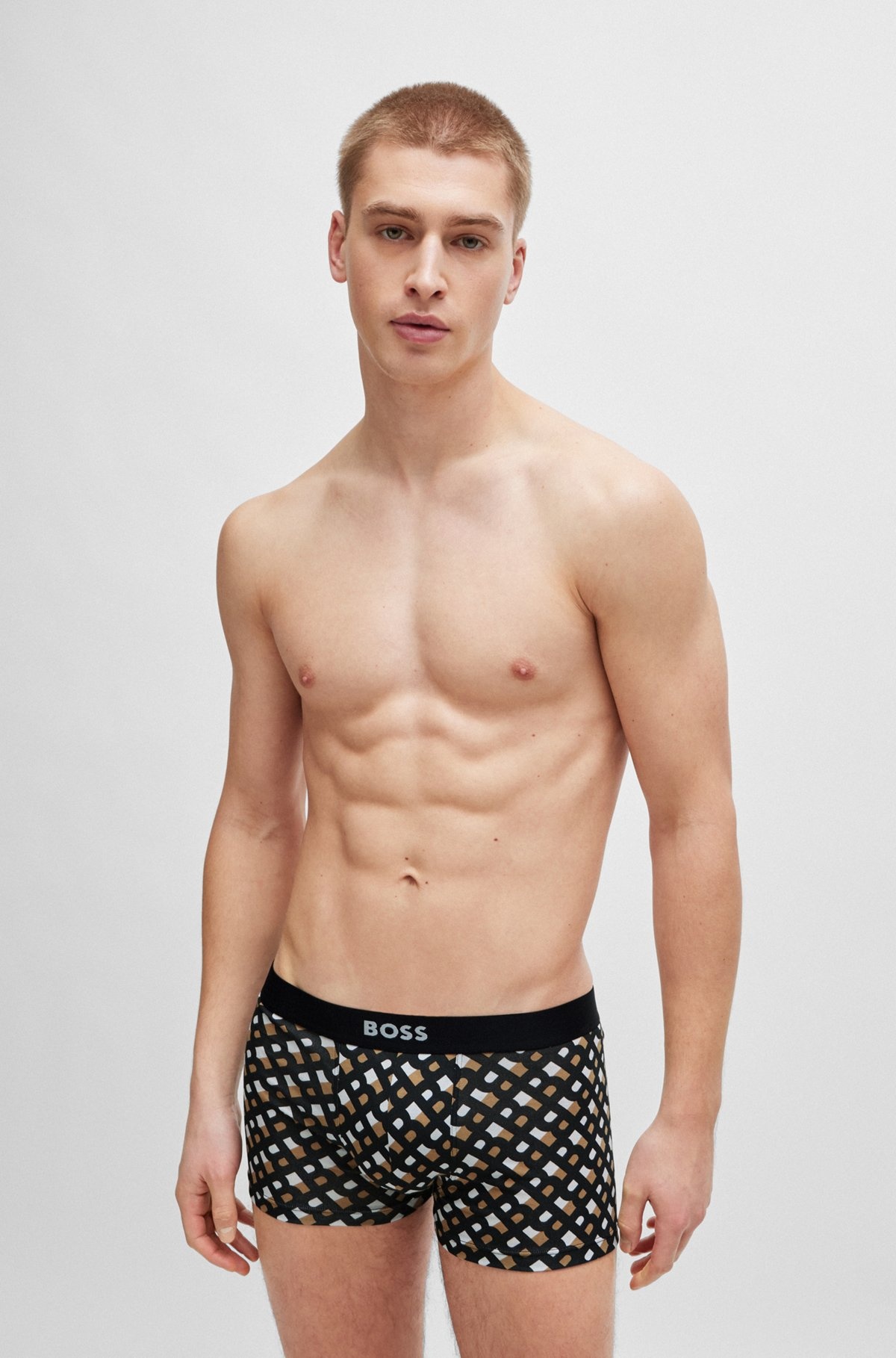 TWO-PACK OF STRETCH-COTTON TRUNKS WITH LOGO WAISTBANDS - 2