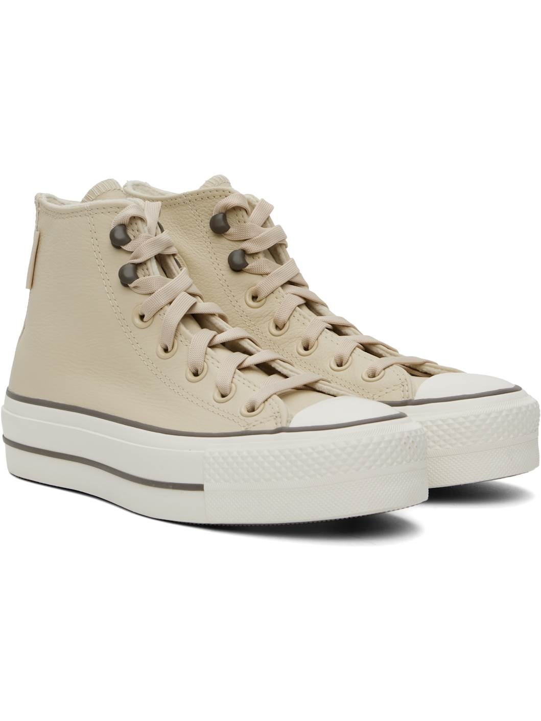 Beige Chuck Taylor All Star Lift Platform Weatherized Leather Sneakers - 4