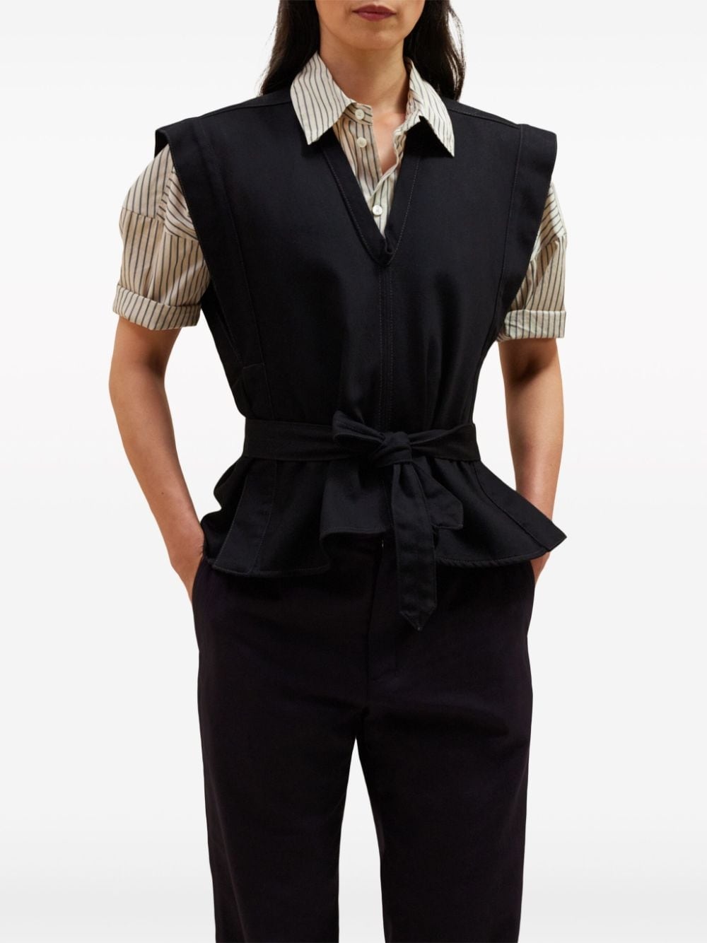self-tie sleeveless jacket - 2