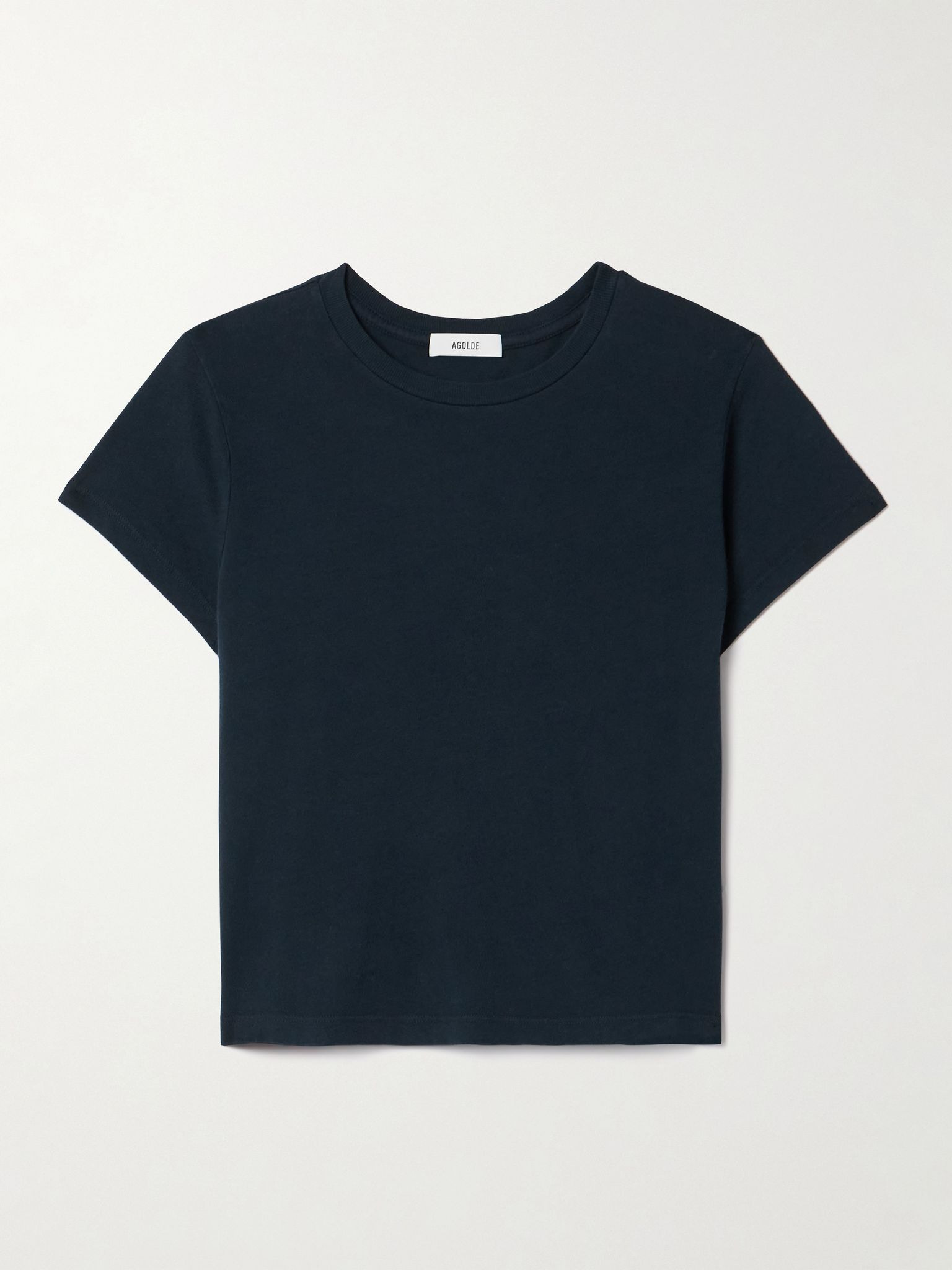Adine cropped organic cotton-jersey T-shirt Navy - 1