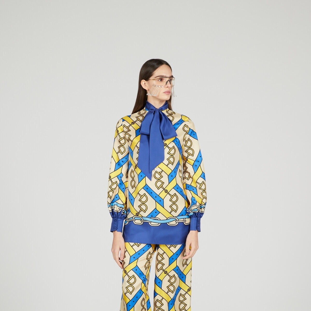Gucci Horsebit Strap Print Silk Shirt - 2