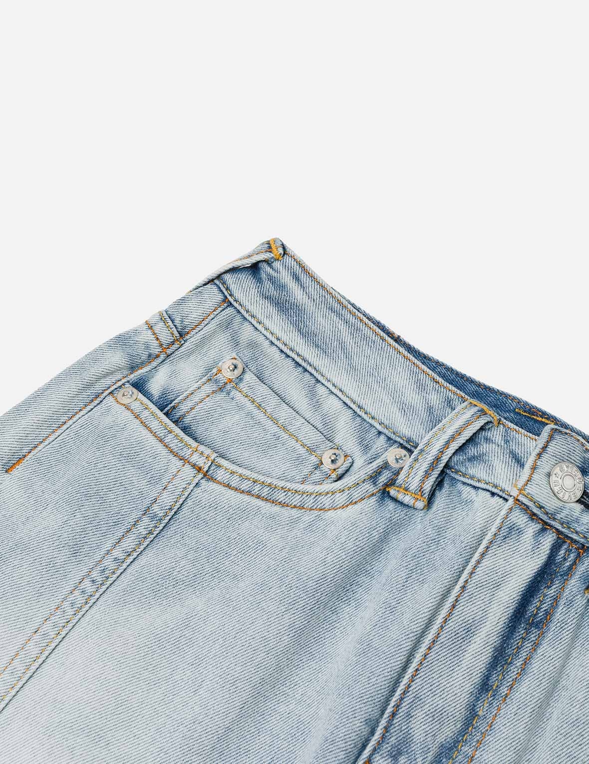Washed Deconstructed Seagull Fashion Fit Demin Midi Skirt - 8