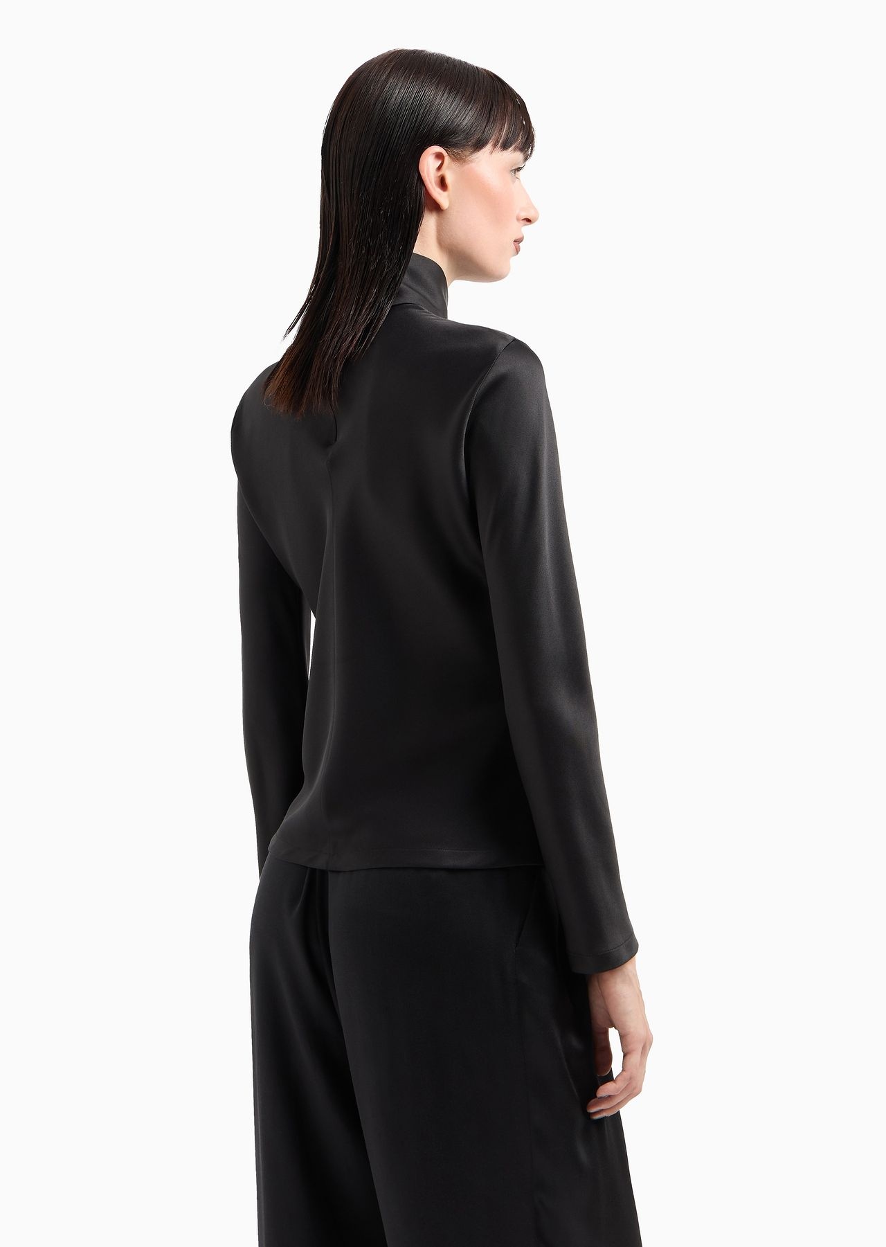 Long-sleeved blouse in silk double satin - 3