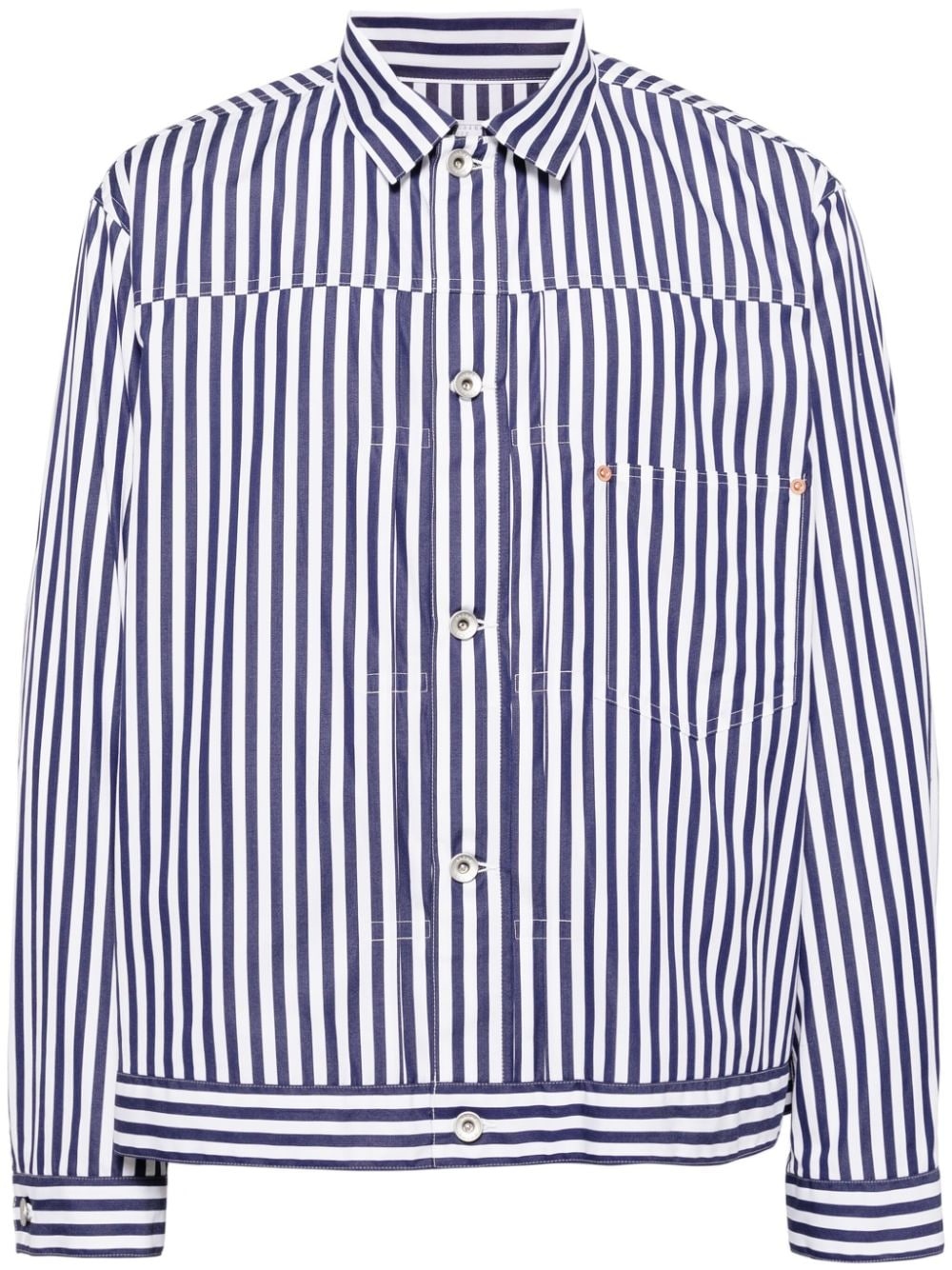 striped poplin shirt jacket - 1