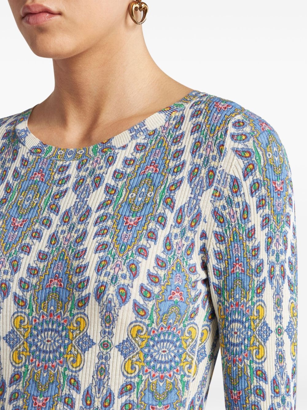 paisley-print fine-knit sweater - 5