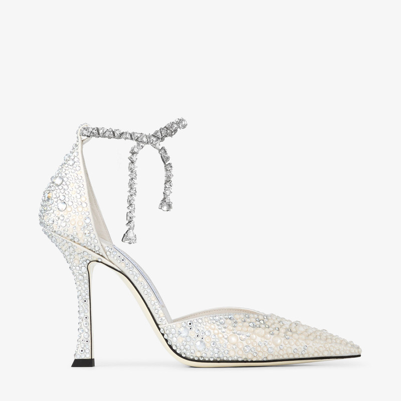 Stevie 100 Ivory Satin Crystal Pumps 1