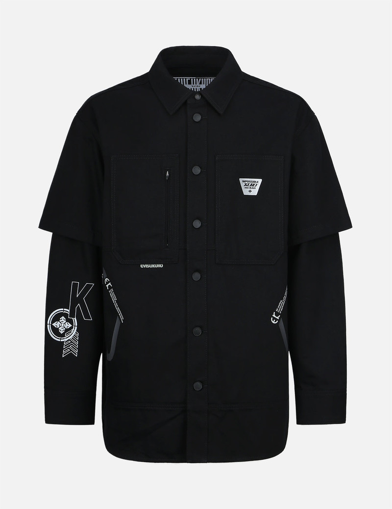 Neon Splash Seagull Print Denim Overshirt 1