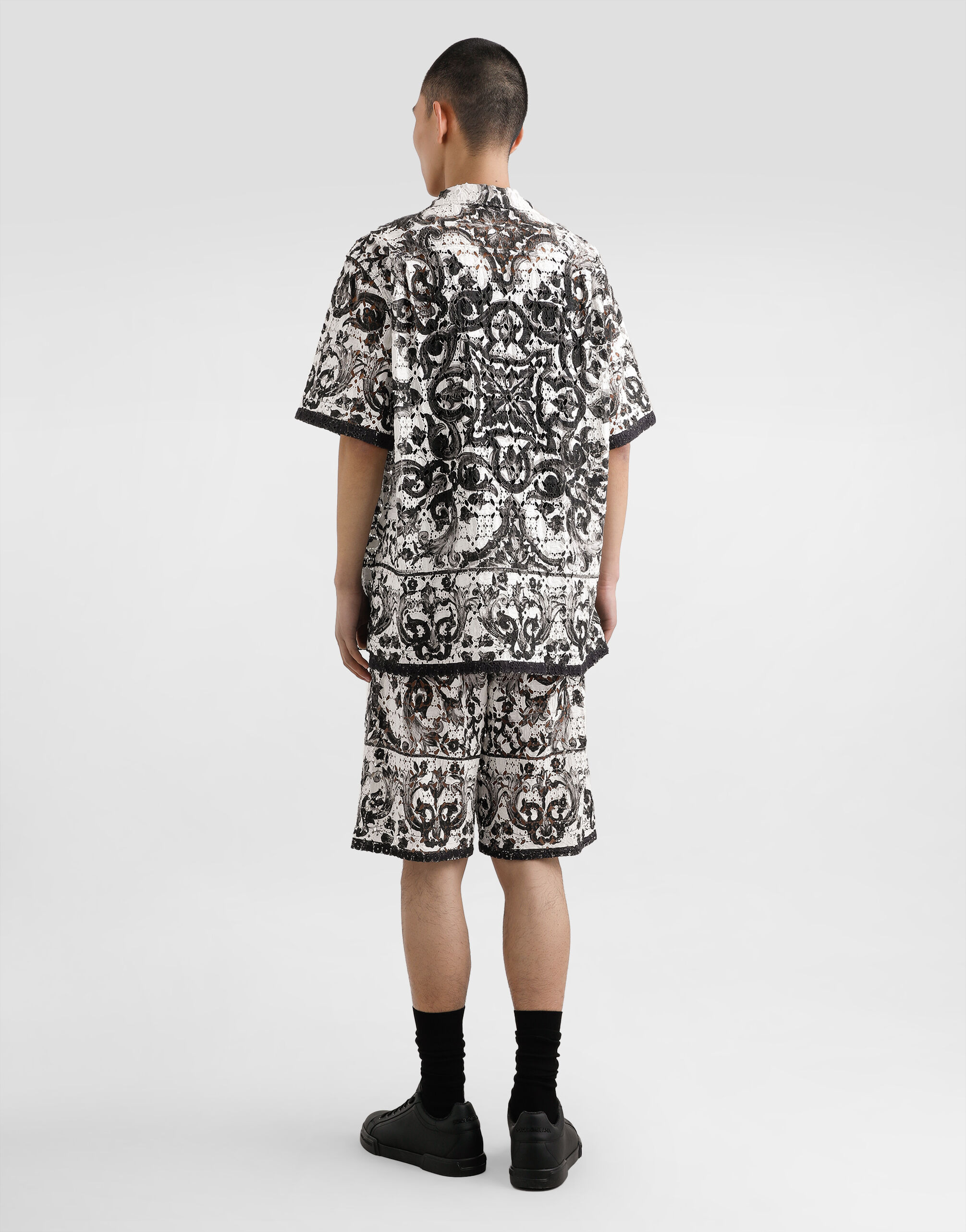 Majolica-print hawaii crochet lace shirt - 3