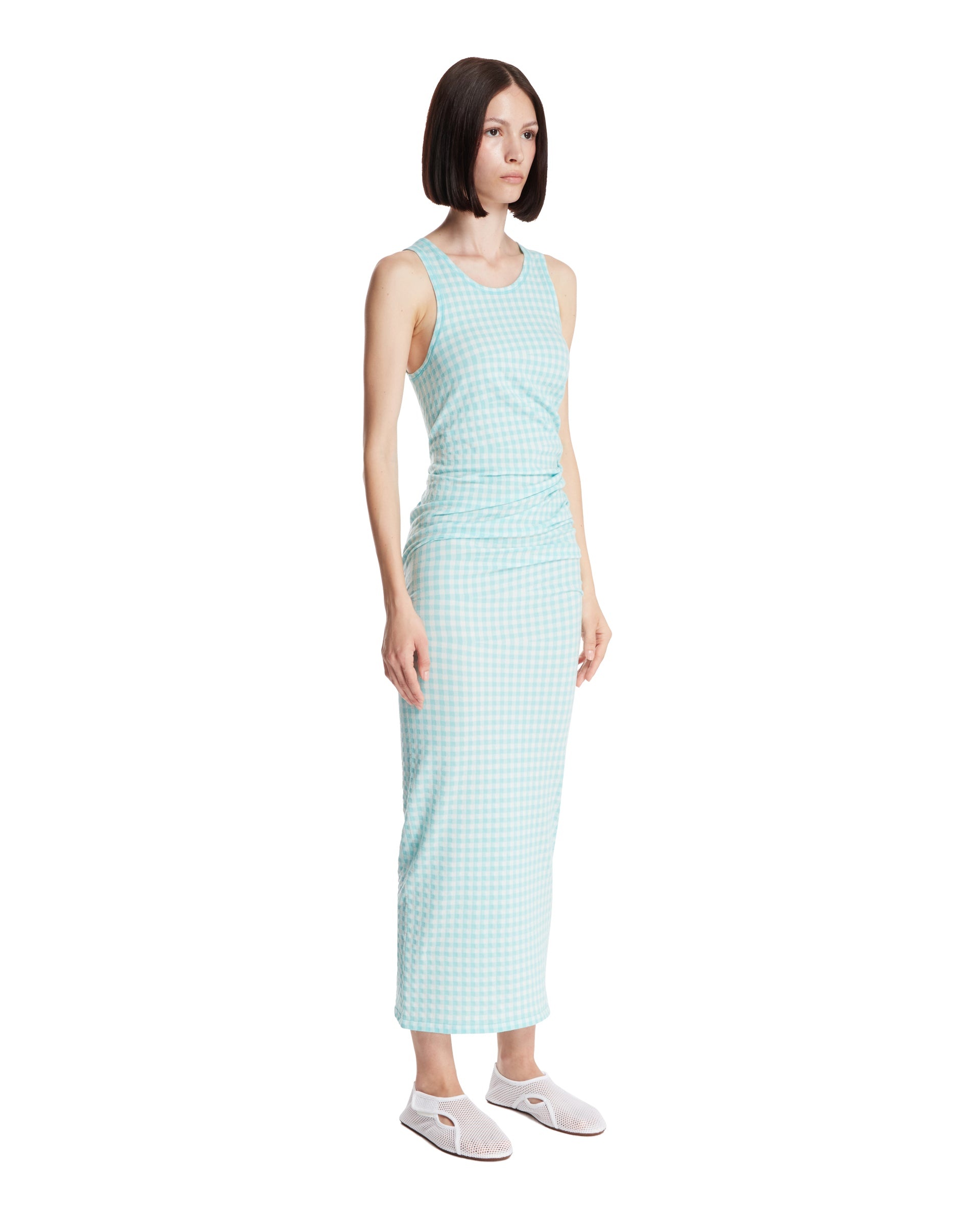 Blue Checkered Tank Dress - 4