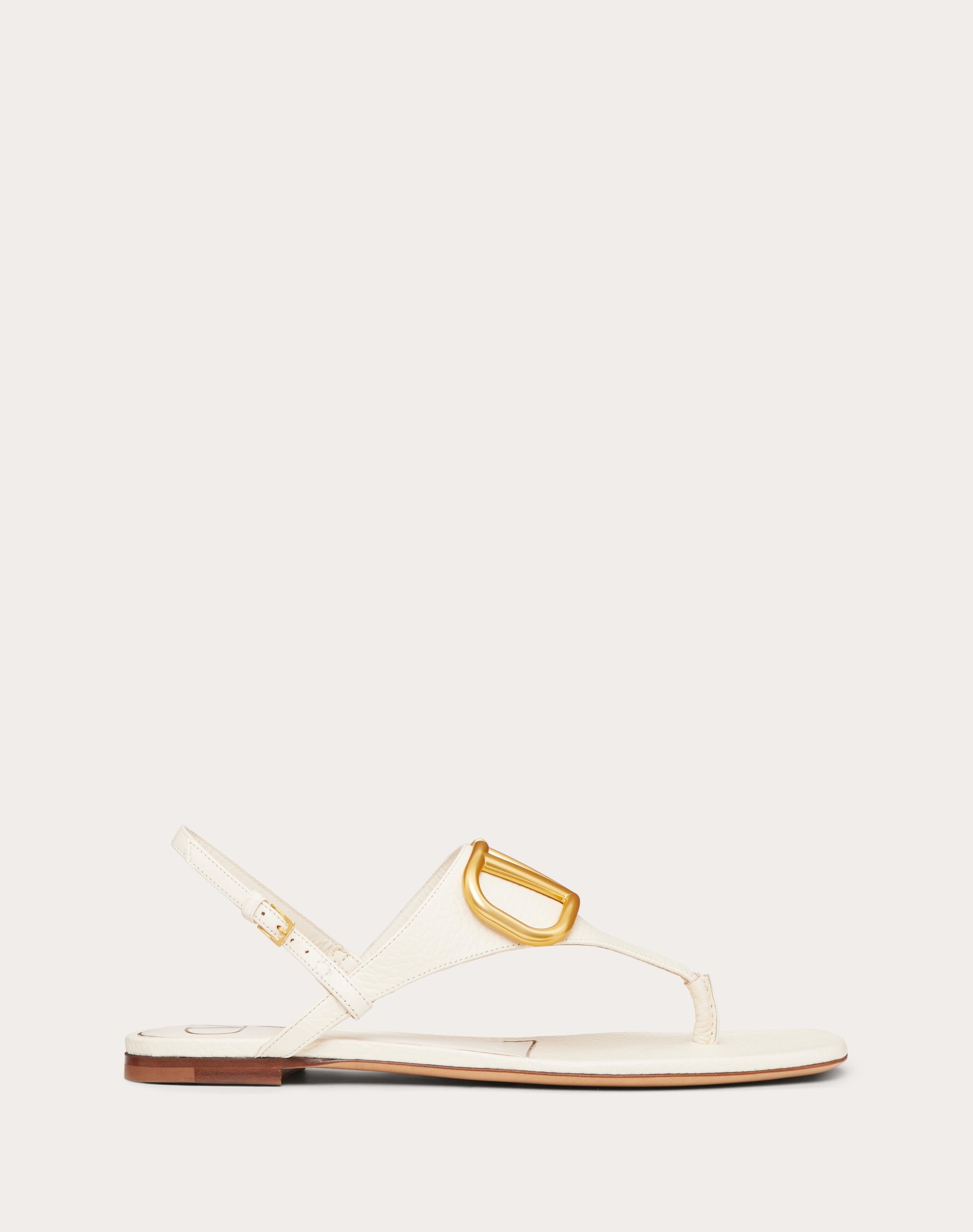 VLOGO SIGNATURE FLAT THONG SANDAL IN GRAINY CALFSKIN - 1