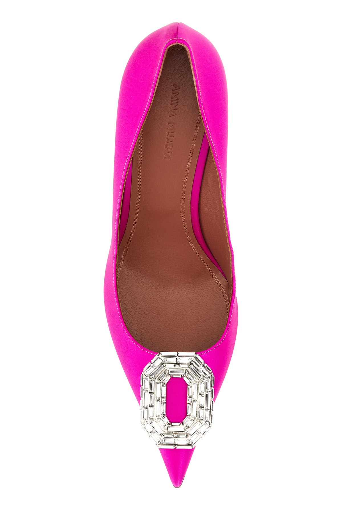 Fuchsia satin Camelia pumps - 4