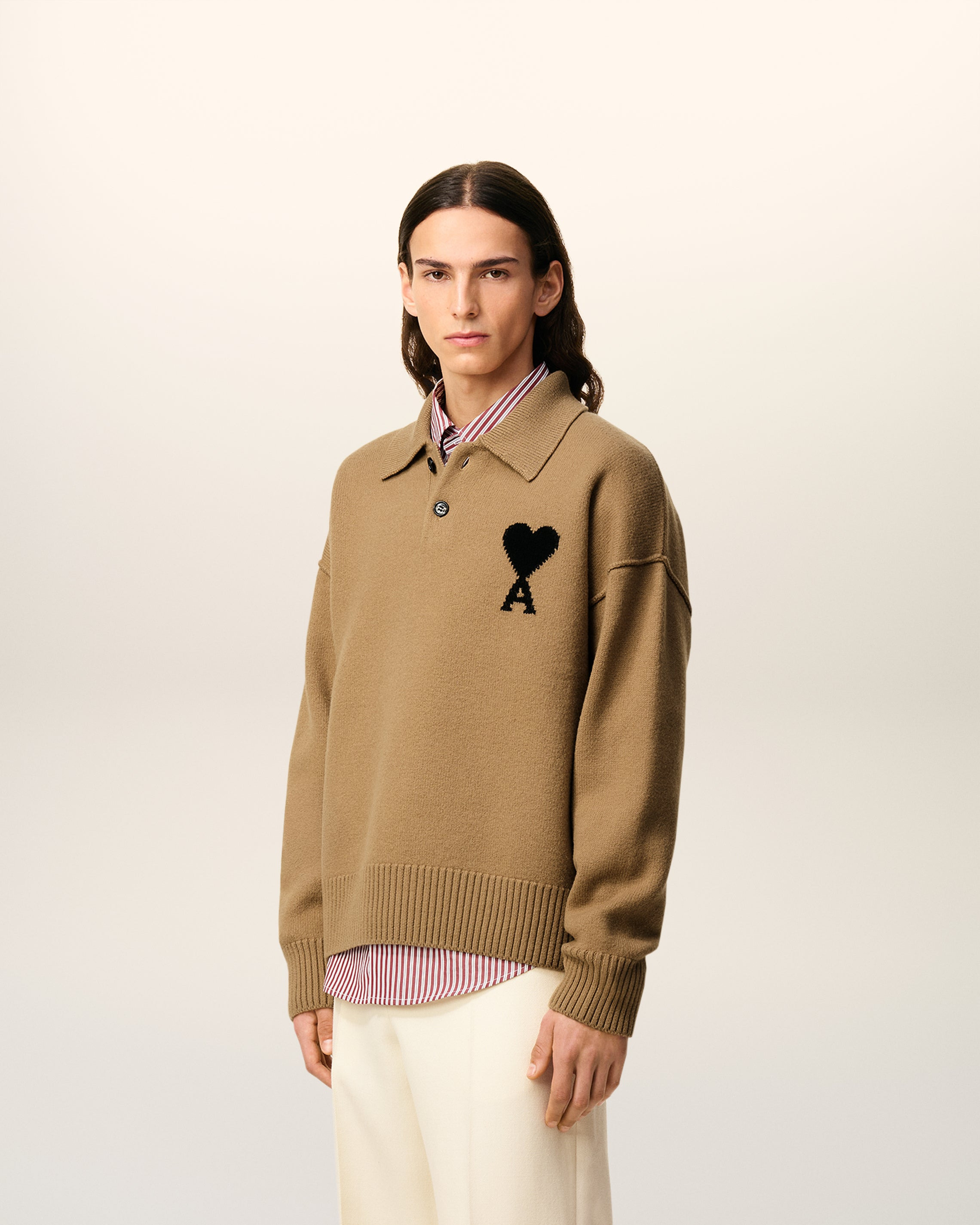 BROWN WOOL AMI DE COEUR POLO - 6