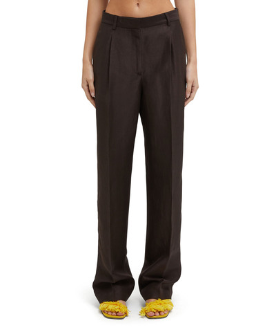 MSGM Blended linen and viscose pleated pants outlook