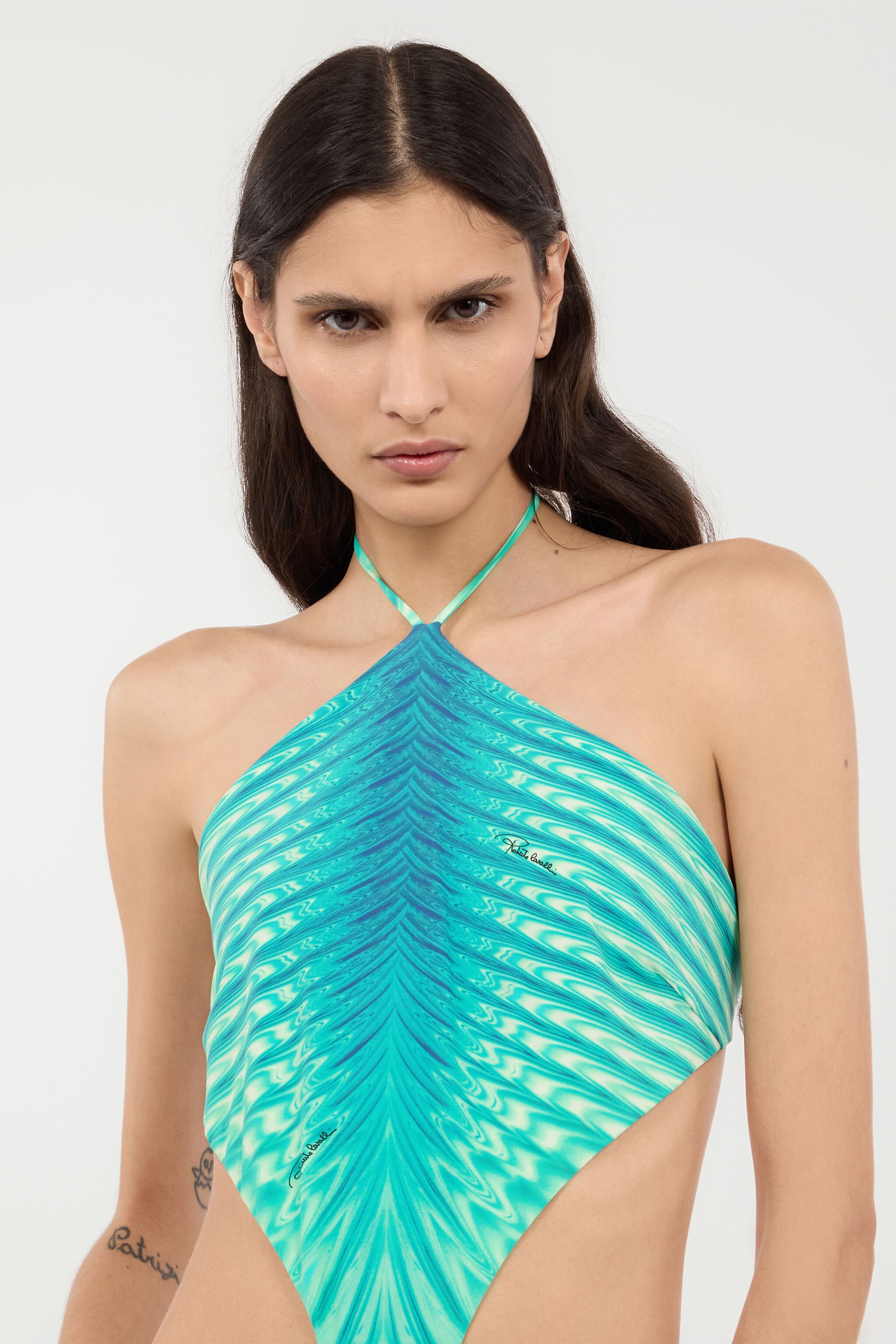 Trikini With Optical Glass Print And Snake Ring - 6